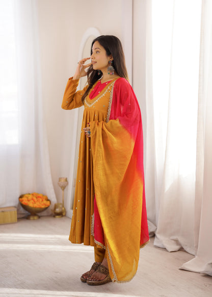 Shine & Twirl Anarkali Set – Mirror Work Designer Look