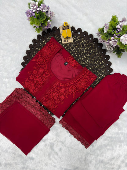 Easy Glam Suit Set – Embroidered Georgette Outfit