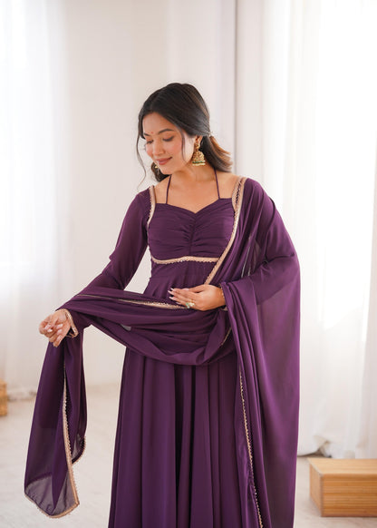 Premium Fox Blooming Georgette Anarkali Gown Set
