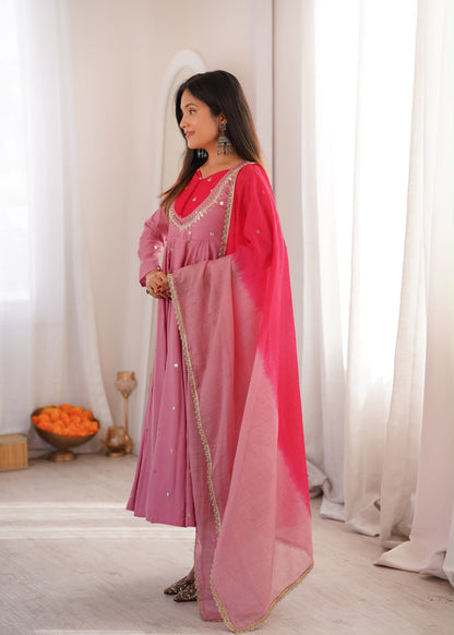 Shine & Twirl Anarkali Set – Mirror Work Designer Look