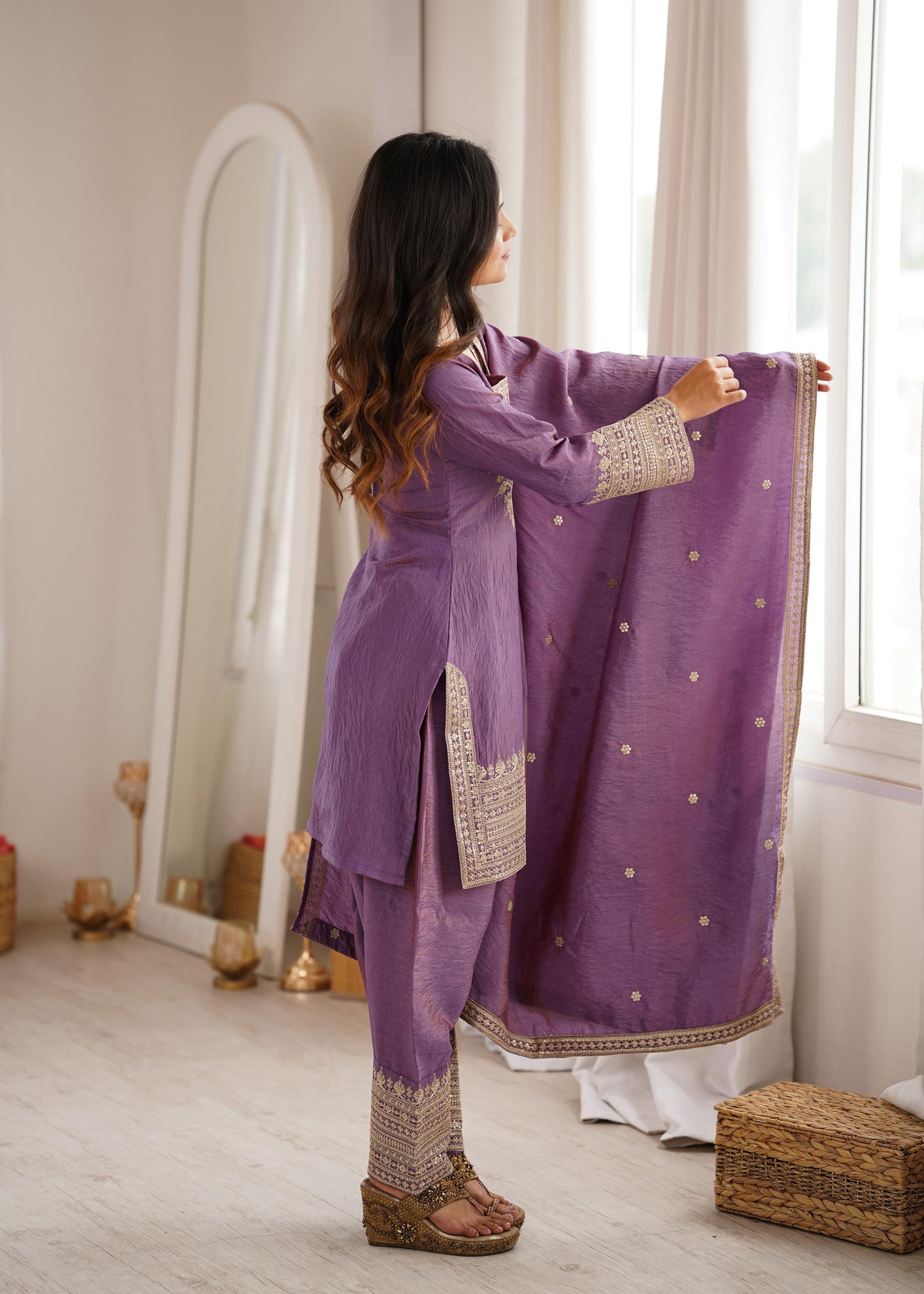 Royal Yoke Farshi Suit – Dori & Sequence Work Collection