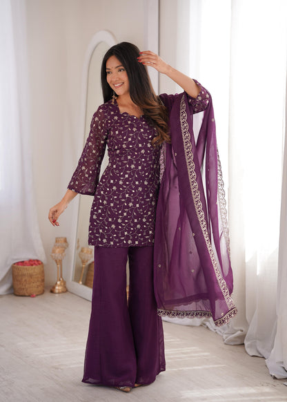Bell Bottom Style Suit Set – Crunchy Silk Designer Outfit