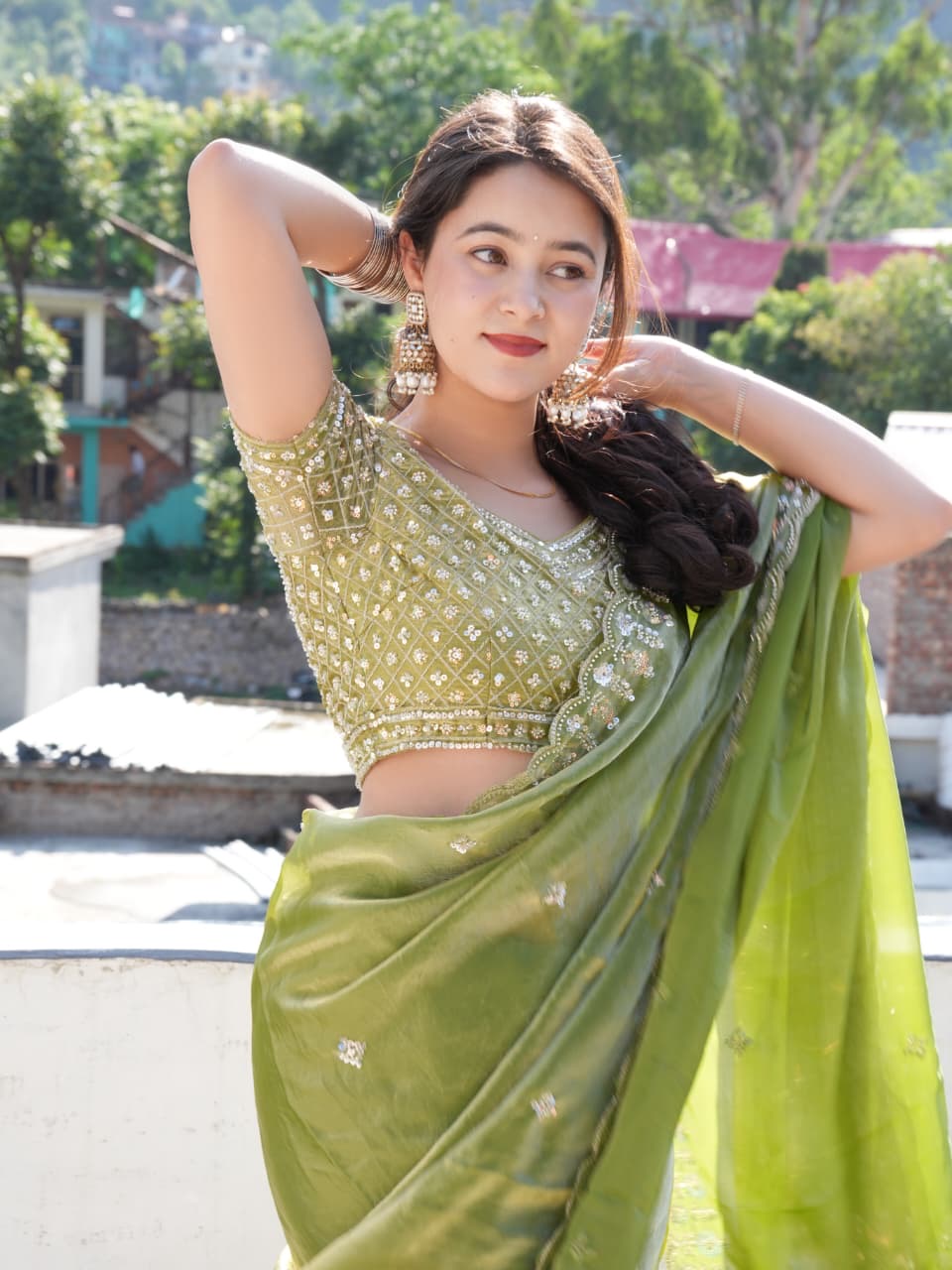 Crystal Grace Beads Saree