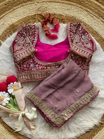 Peacock Collection Saree – Two Tone Rangoli Silk with Heavy Work