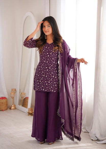 Bell Bottom Style Suit Set – Crunchy Silk Designer Outfit