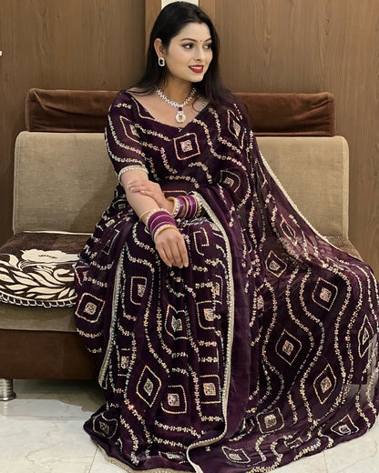 Pure Fendy Satin Silk Handwork Party Wear