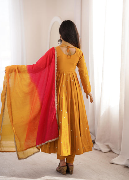 Shine & Twirl Anarkali Set – Mirror Work Designer Look