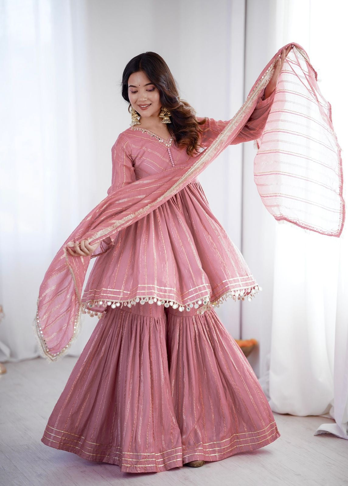 Noor-E-Ethnic Mirror Work Suit Set
