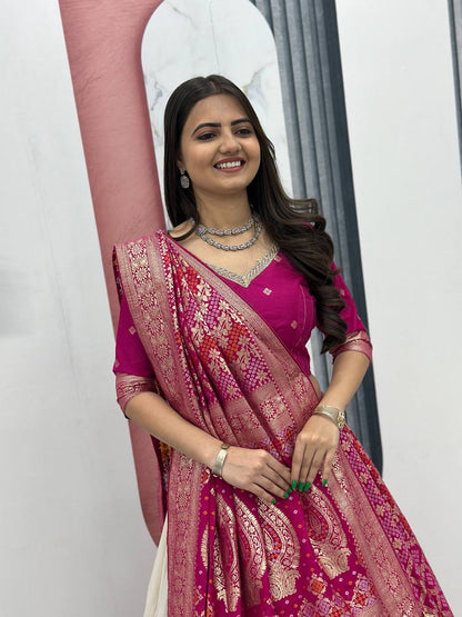 Wedding Special Jacquard Silk Lehenga + Saree Set