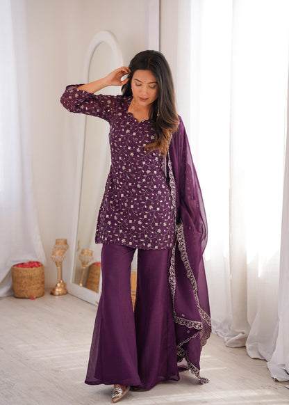 Bell Bottom Style Suit Set – Crunchy Silk Designer Outfit