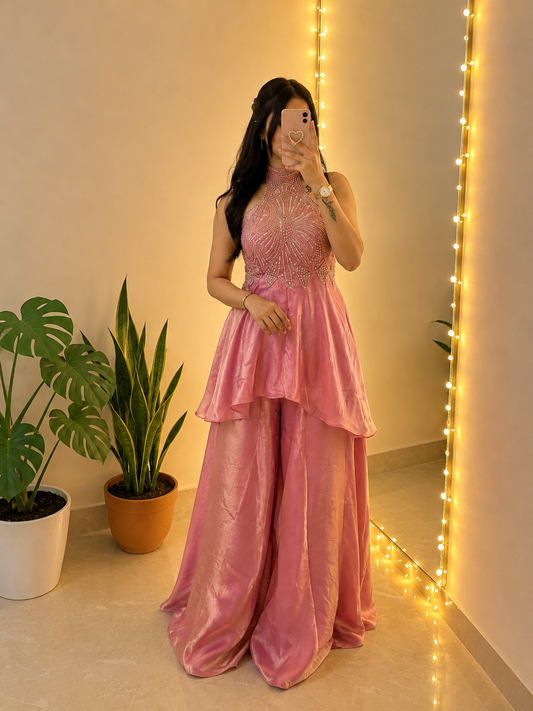 Royal Full Neck Sharara – Beads & Pearl Designer Set