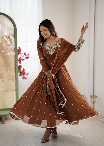 Elegant Embroidered Rainbow Sequence Designer Anarkali 3-Piece Set