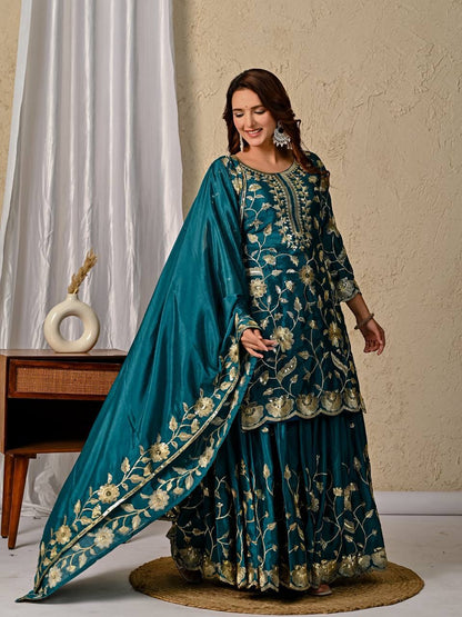 Designer Party Wear Top Lehenga Dupatta Set