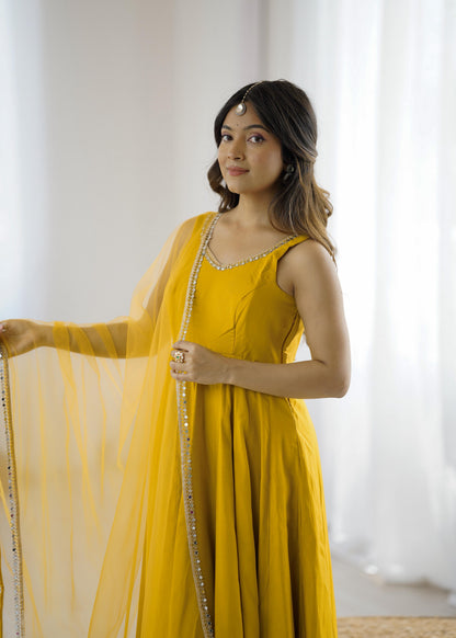 Roman Silk Chanderi Anarkali Set