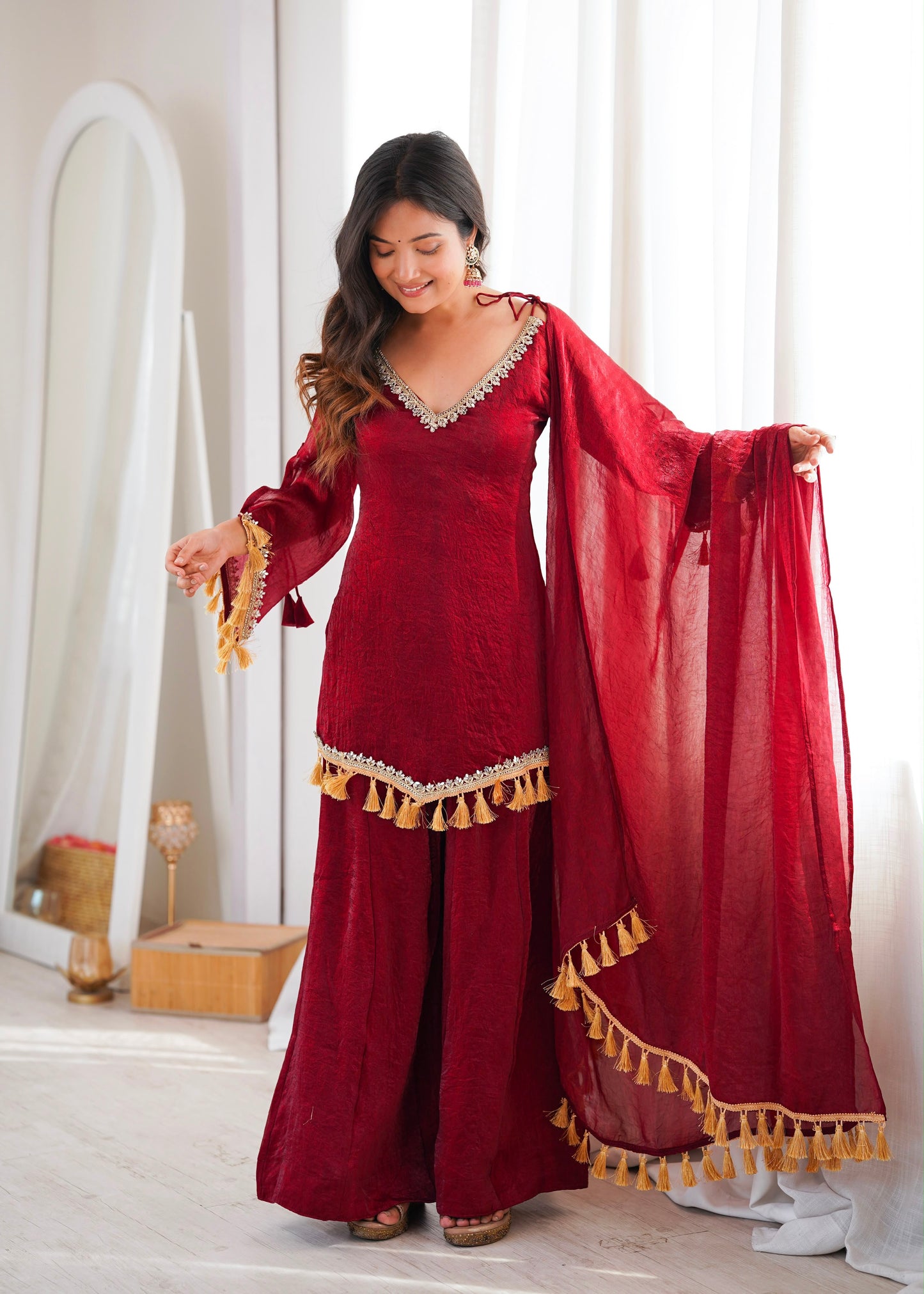 Classic Mirror Plazzo Set – Boutique Ethnic Wear