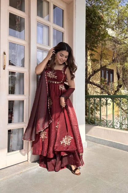 Flowy Flair Anarkali Set – Fendy Silk Embroidered Suit
