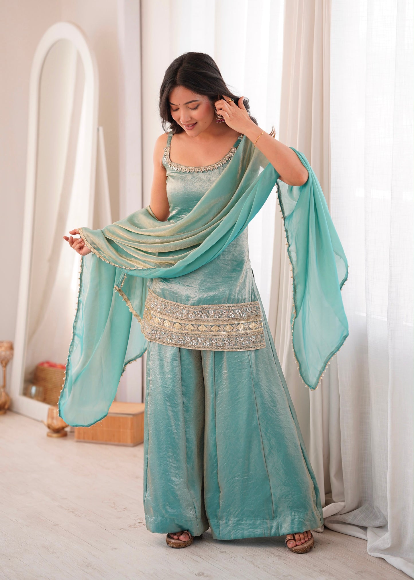 Mirror Glow Ethnic Set – Premium Party Wear