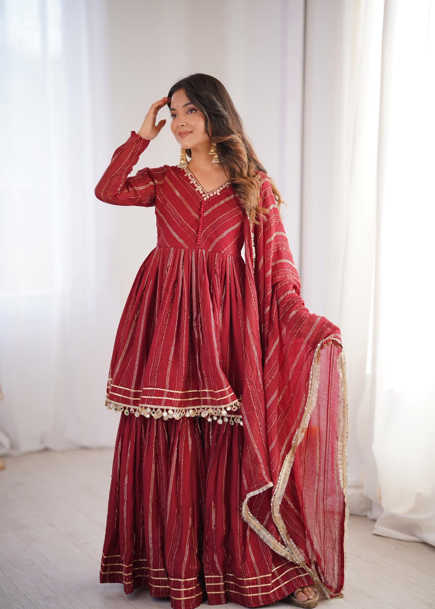 Noor-E-Ethnic Mirror Work Suit Set