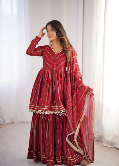 Noor-E-Ethnic Mirror Work Suit Set