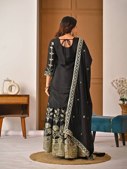 Designer Party Wear Top Sharara Palazzo Set