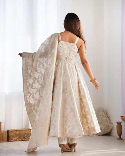 Banarasi Jacquard Dola Silk Anarkali Suit Set