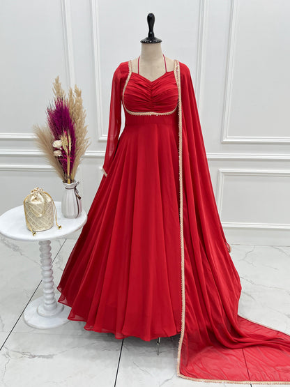 Premium Fox Blooming Georgette Anarkali Gown Set