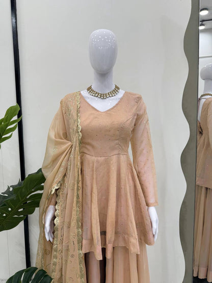 Premium Mukesh Organza Sharara Set