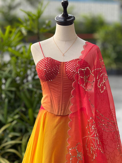 Celeste Glow Designer Corset Lehenga Set