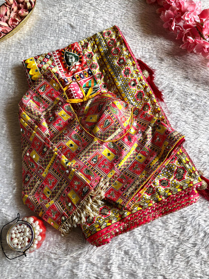 Glam Look Saree – Japan Satin with Aari & Mirror Work
