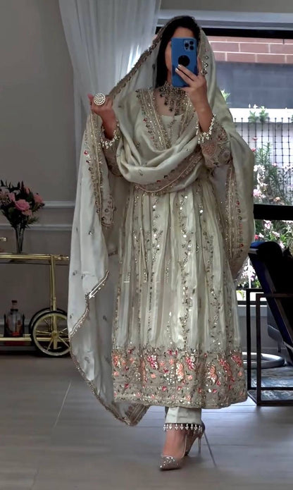 Sheesha Silk Gown Set – Heavy Embroidery Party Wear