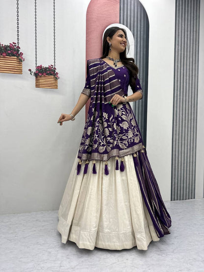 Wedding Special Jacquard Silk Lehenga + Saree Set