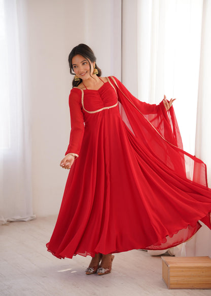 Premium Fox Blooming Georgette Anarkali Gown Set
