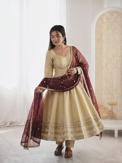 Elegant Heavy Lace Work Designer Anarkali Set