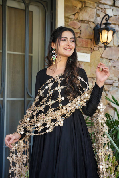 Premium Real Mirror Dupatta Anarkali Set