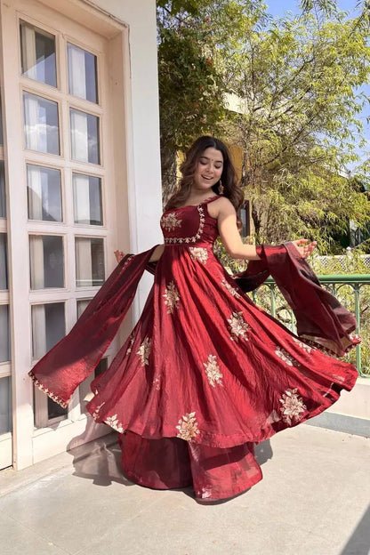 Flowy Flair Anarkali Set – Fendy Silk Embroidered Suit
