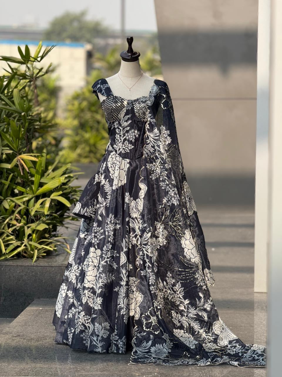 Flame Elegance Corset Lehenga Set