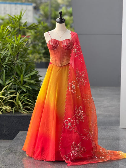 Celeste Glow Designer Corset Lehenga Set