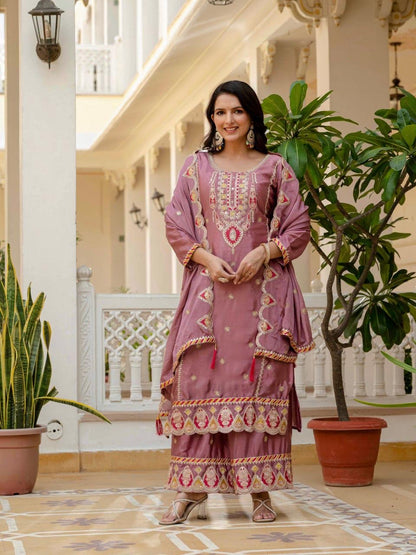 Kurti & Plazzo Set With Dupatta