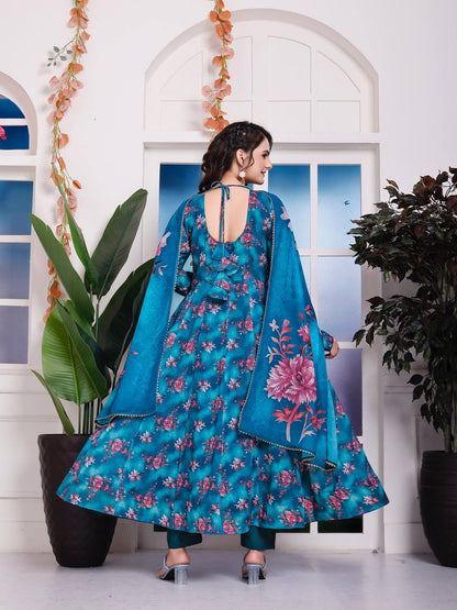 Floral Faux Georgette Anarkali Set