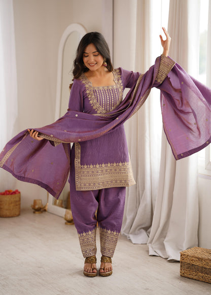 Royal Yoke Farshi Suit – Dori & Sequence Work Collection