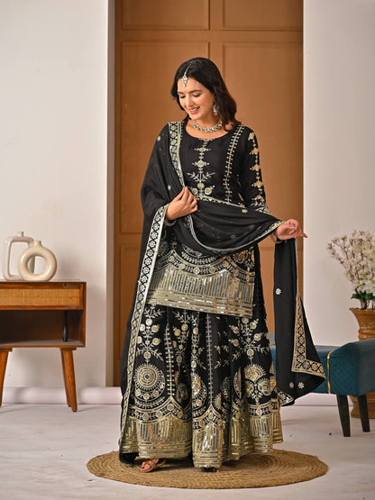 Designer Party Wear Top Sharara Palazzo Set
