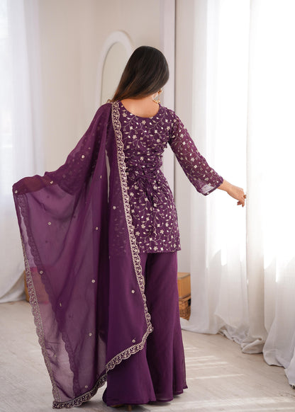 Bell Bottom Style Suit Set – Crunchy Silk Designer Outfit