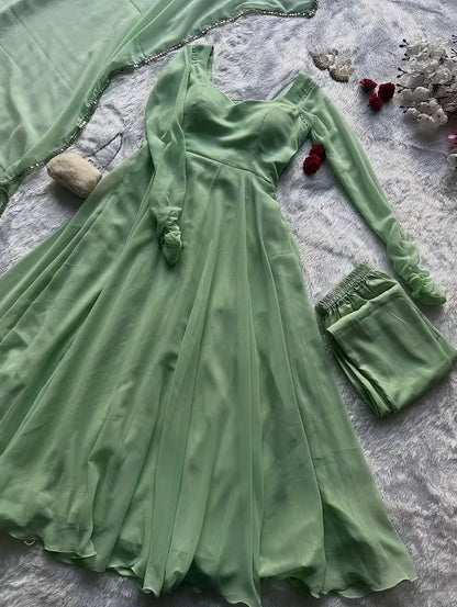 Mint Grace Anarkali Set