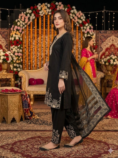 Mirror Magic Salwar Set – Rayon Embroidered Elegance