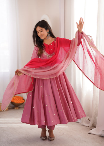 Shine & Twirl Anarkali Set – Mirror Work Designer Look