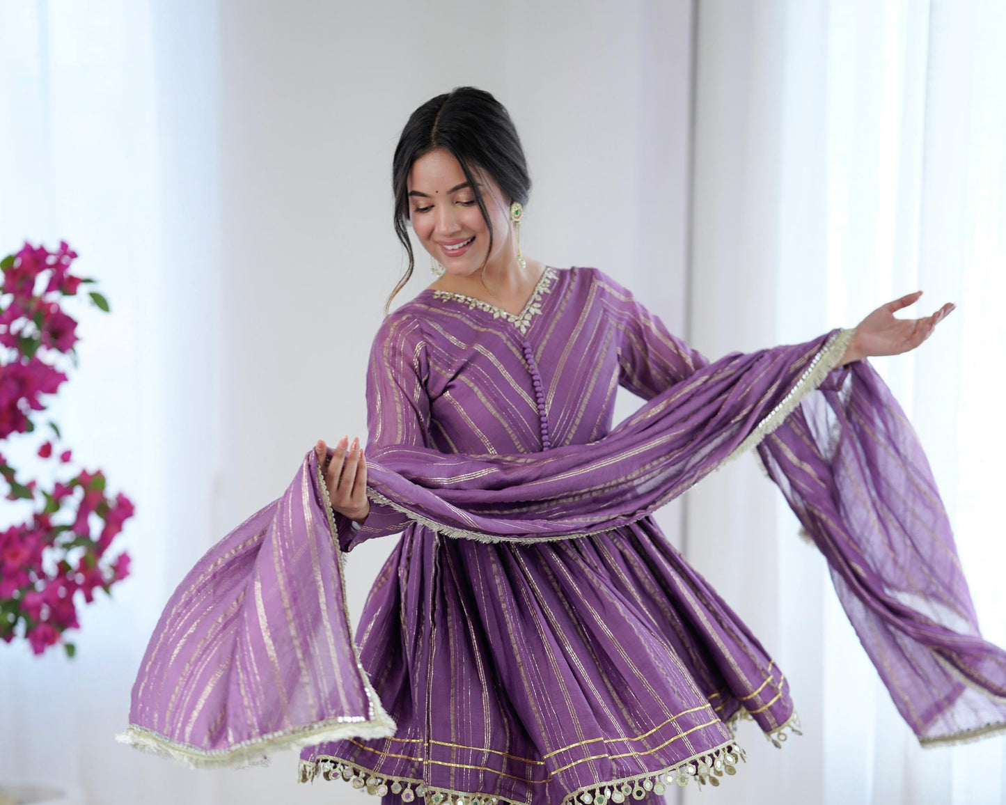 Noor-E-Ethnic Mirror Work Suit Set