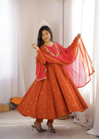 Shine & Twirl Anarkali Set – Mirror Work Designer Look