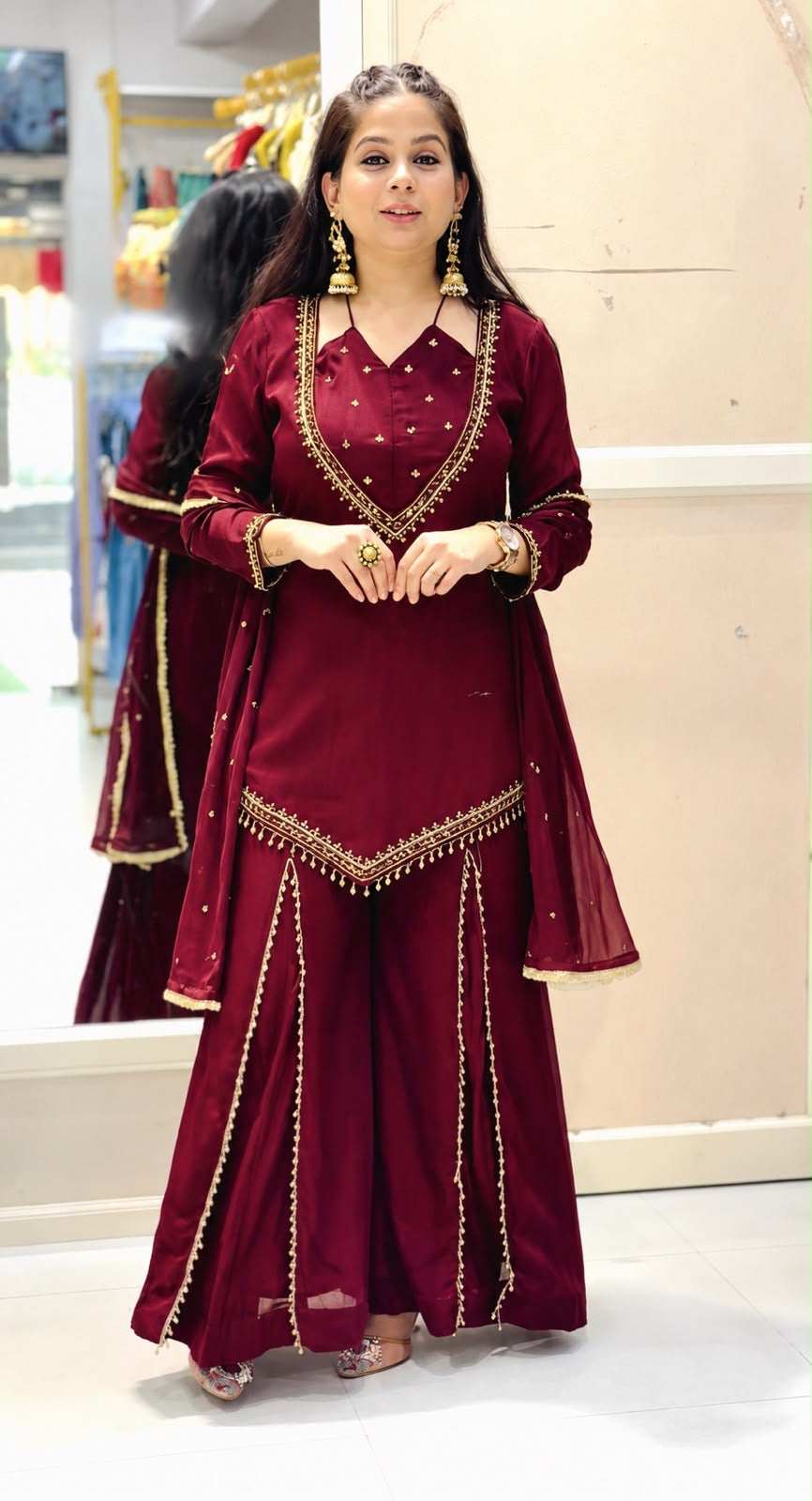 Mirror Moti Palazzo Set – Roman Glass Designer Wear