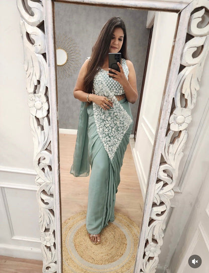 Rangoli Silk Embroidered Saree with Stylish Blouse