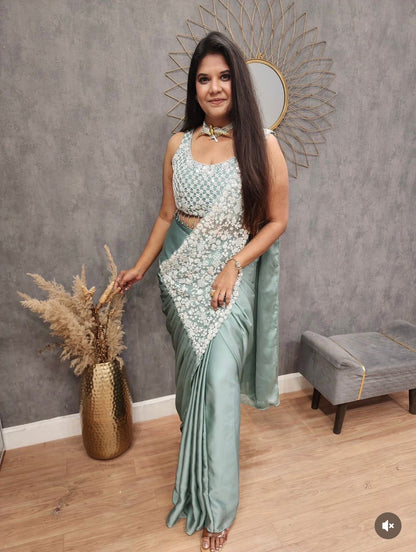 Rangoli Silk Embroidered Saree with Stylish Blouse